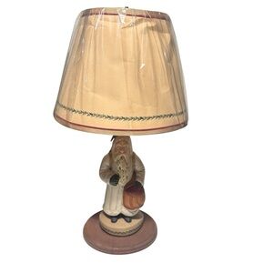 Vintage Walnut Ridge  Chalkware Santa Belsnickel 22” Lamp w/ Hand Painted Shade